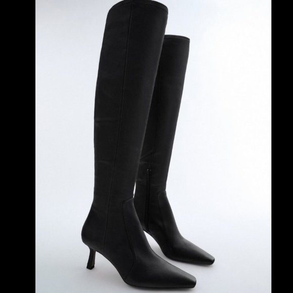🔥MOVING SALE🔥NEW ZARA EXTRA TALL LEATHER BOOT - Picture 2 of 10